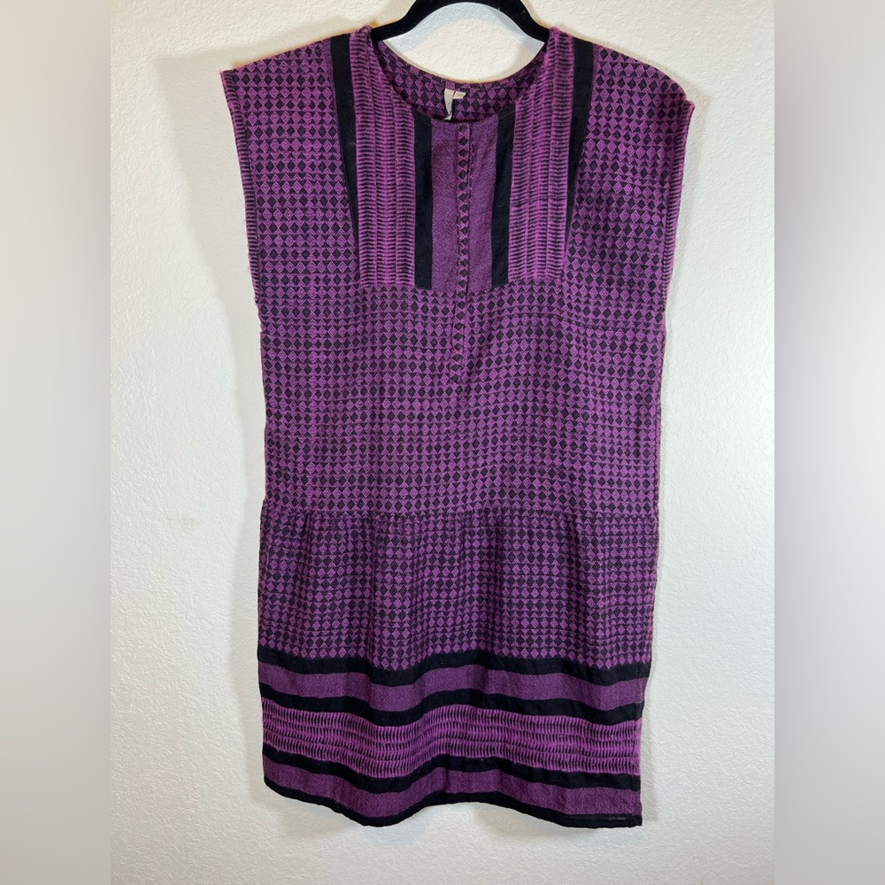 IRO Paris Purple and Black 100% Wool Dress